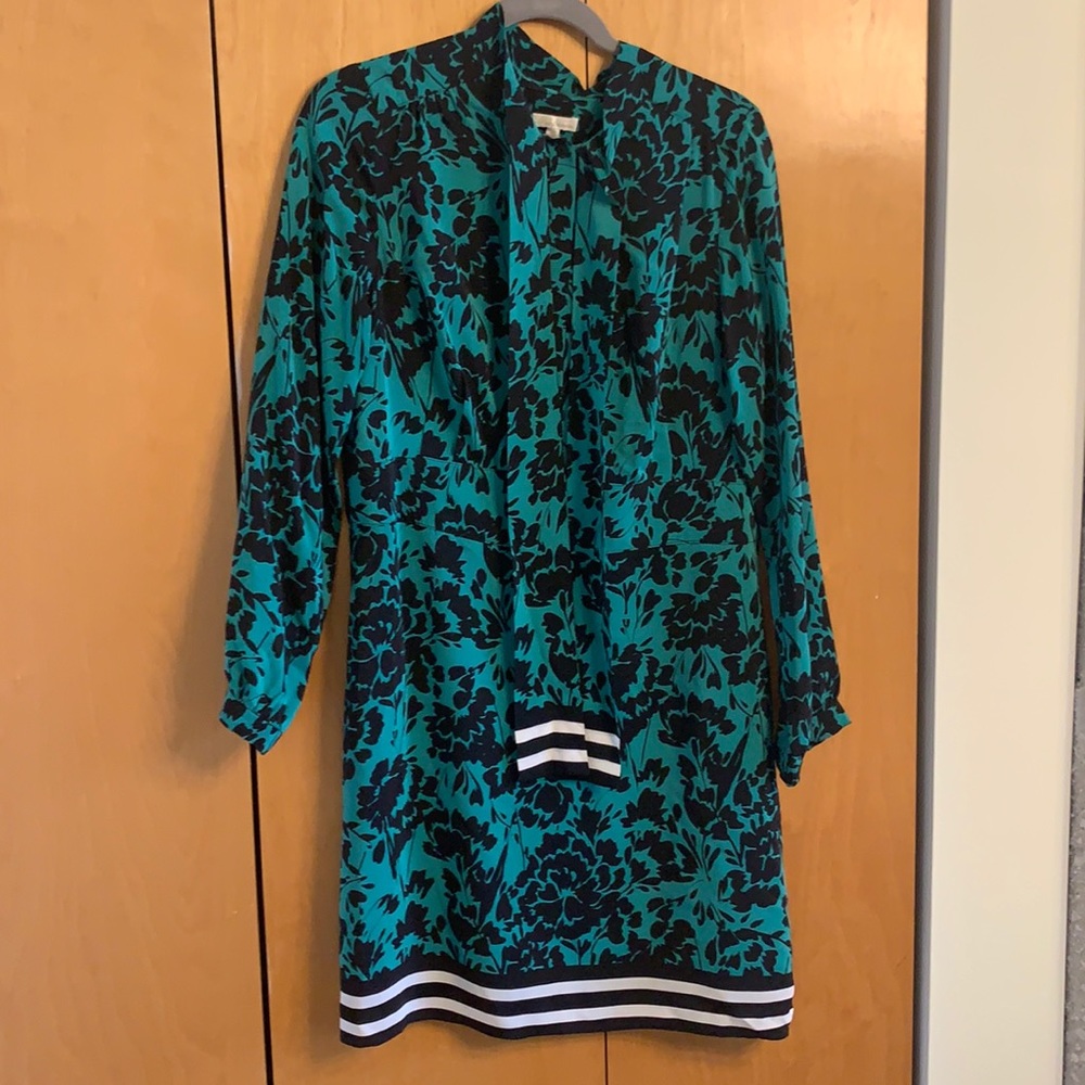 Shoshonna Green and Black Silk Dress